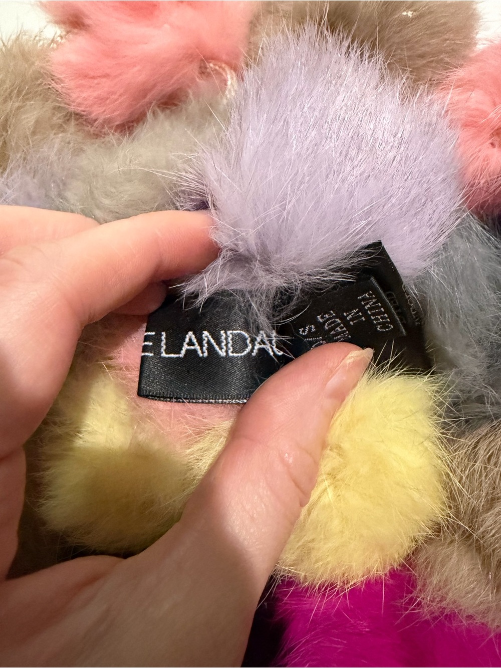 Adrienne Landau Rainbow Rabbit Fur Scarf - Picture 3 of 4